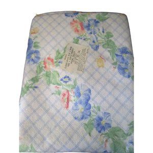 Vintage Owen Spring Trellis Morning Glory Floral Twin Blanket Stitched Ends NWOP